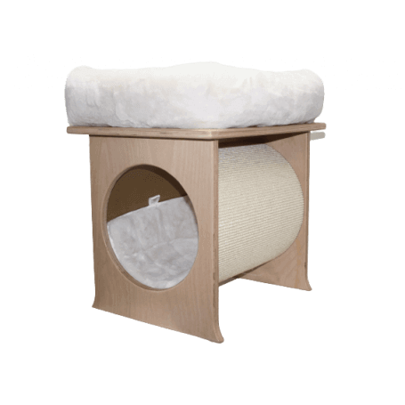 Benadrukken Beoefend schedel Kattenhuis met ledikant stoffen kleur Microfiber natuur wit