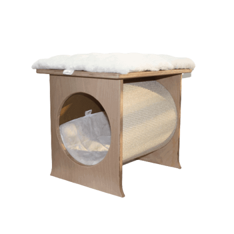 Tussen Baron Zeggen Kattenhuis met Oplage stoffen kleur Microfiber natuur wit