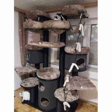Hey-brother EMPJ034G Krabpaal groot, 180 cm XXL kattenboom, voor grote katten, stabiel met sisaltouw, grote krabplank, mand, 3 platform en 2 huis, rookgrijs Hey-brother EMPJ034G Krabpaal groot, 180 cm XXL kattenboom, voor grote katten, stabiel met sisaltouw, grote krabplank, mand, 3 platform en 2 huis, rookgrijs