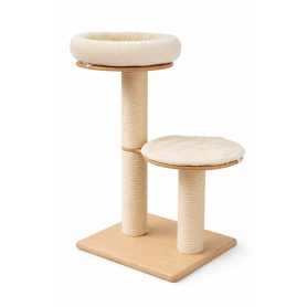 Cat tree Zwolle – compact designer cat tree with two resting platforms – handcrafted in Germany