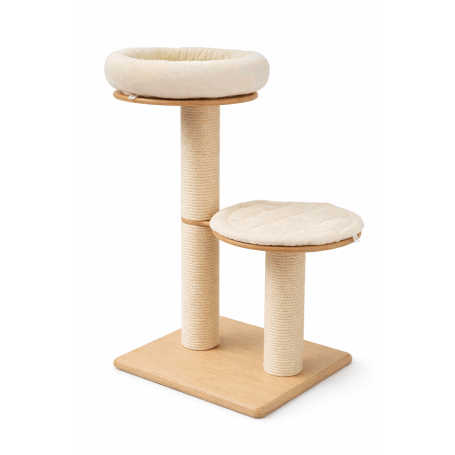 Cat tree Zwolle – compact designer cat tree with two resting platforms – handcrafted in Germany