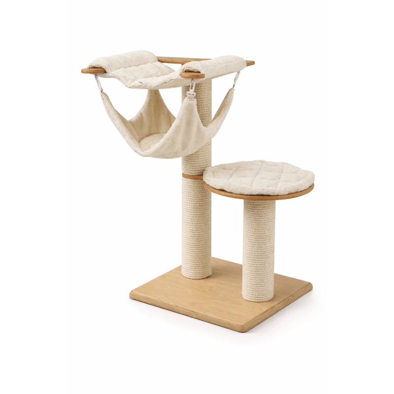 Kratzbaum Liesse 105cm | Design-Kratzbaum mit Hngematte | Katzen-Deko  Farbe Textil Microfaser naturweiss Farbe Holz und Sisal Standard naturfarben
