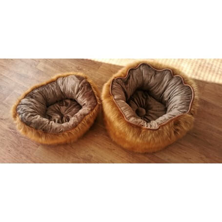 2 items in fake fur fox and microfiber brown (washable 40°C)