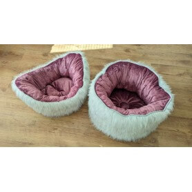 2 items in fake fur wolf and microfiber old pink (washable 40°C)