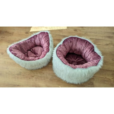 2 items in fake fur wolf and microfiber old pink (washable 40°C)