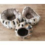 3 items in faux fur patchwork with microfiber brown (washable 40°C)