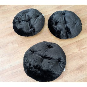 3 pillows thick diam. 45cm with velcro in super soft polar bear black (washable 40°C)