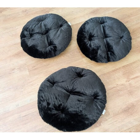 3 pillows thick diam. 45cm with velcro in super soft polar bear black (washable 40°C)